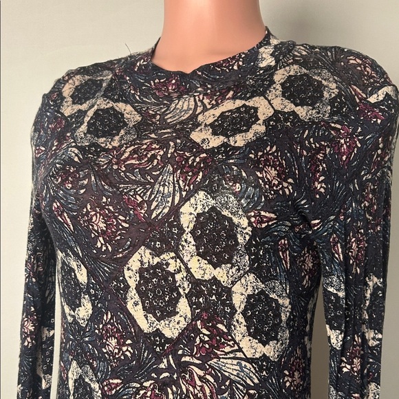 Free People Mini Dress Annabelle Print Tunic Plum Back Cut-Out  Size Medium - Picture 4 of 10